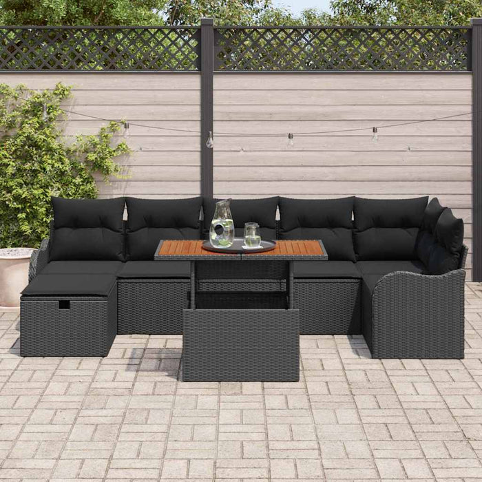 Set de canapele pentru grădină 8 pcs Negru Rattan poli - WALTI WALTI