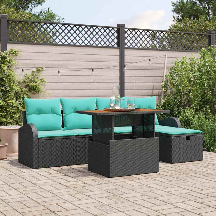Set de canapele pentru grădină 6 pcs Negru poliratan WALTI