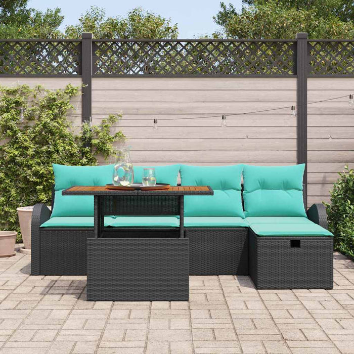 Set de canapele pentru grădină 6 pcs Negru poliratan WALTI