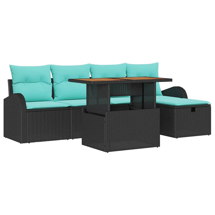 Set de canapele pentru grădină 6 pcs Negru poliratan WALTI