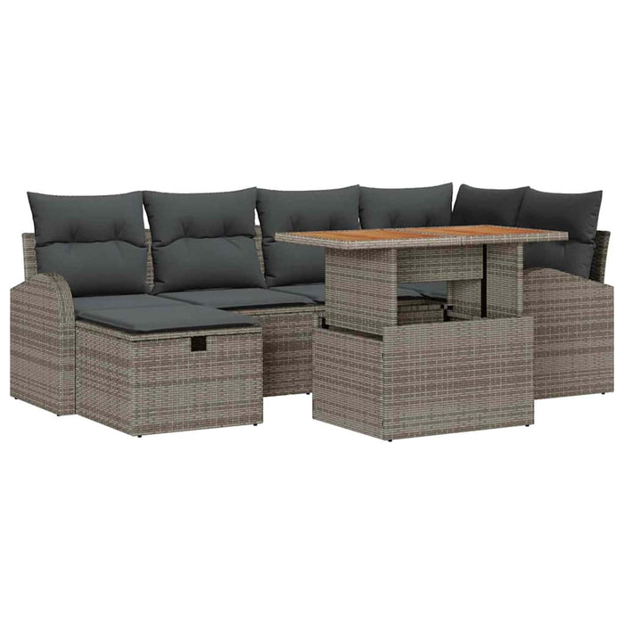 Set de canapele pentru grădină 7 pcs Gri poliratan - WALTI WALTI