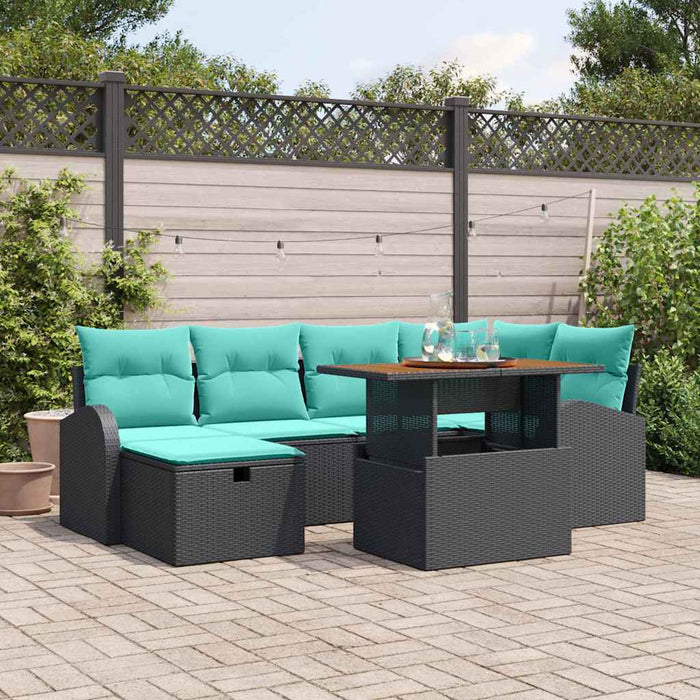 Set de canapele pentru grădină 7 pcs Negru poliratan WALTI