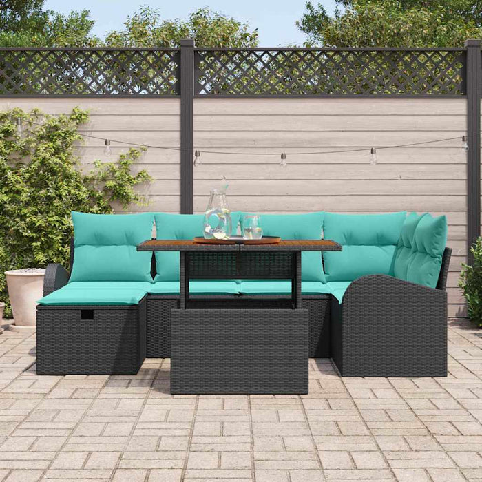Set de canapele pentru grădină 7 pcs Negru poliratan WALTI