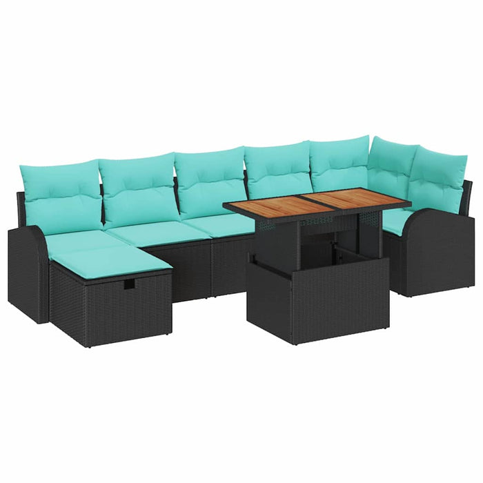 Set de canapele pentru grădină 8 pcs Negru poliratan WALTI