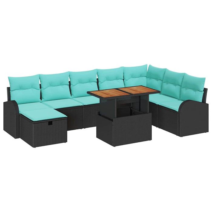 Set de canapele pentru grădină 9 pcs Negru poliratan WALTI