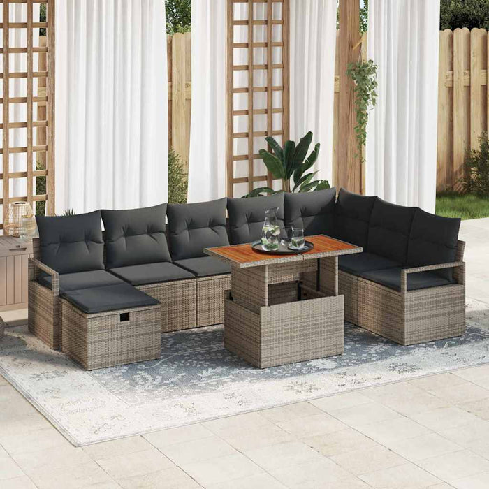 Set de canapele pentru grădină 9 pcs Gri poliratan - WALTI WALTI