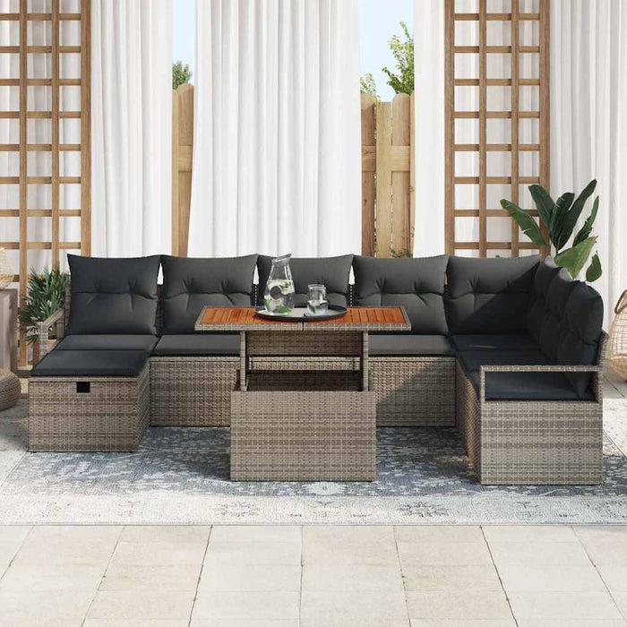 Set de canapele pentru grădină 9 pcs Gri poliratan - WALTI WALTI