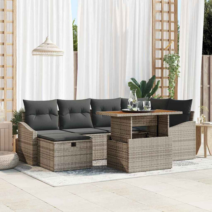 Set de canapele pentru grădină 7 pcs Gri poliratan - WALTI WALTI