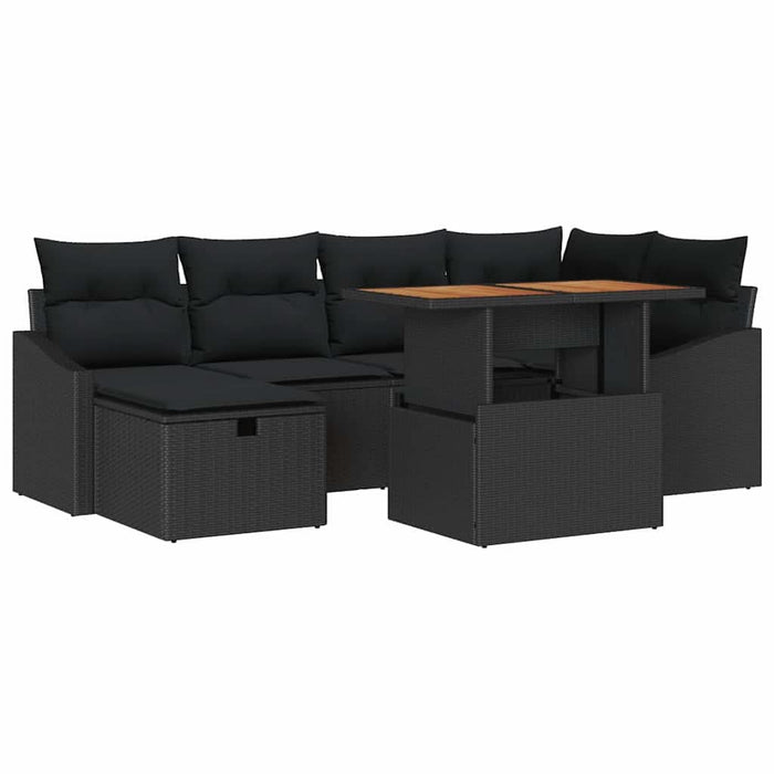 Set de canapele pentru grădină 7 pcs Negru poliratan - WALTI WALTI