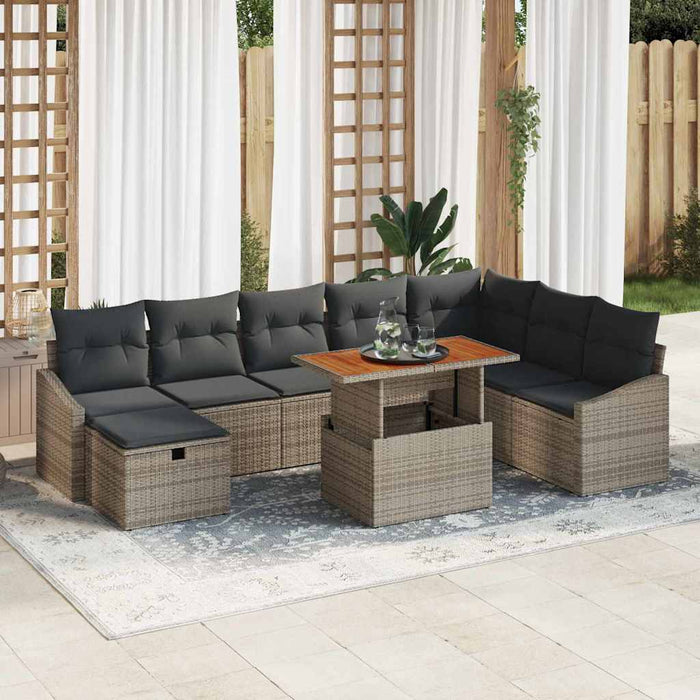 Set de canapele pentru grădină 9 pcs Gri poliratan - WALTI WALTI