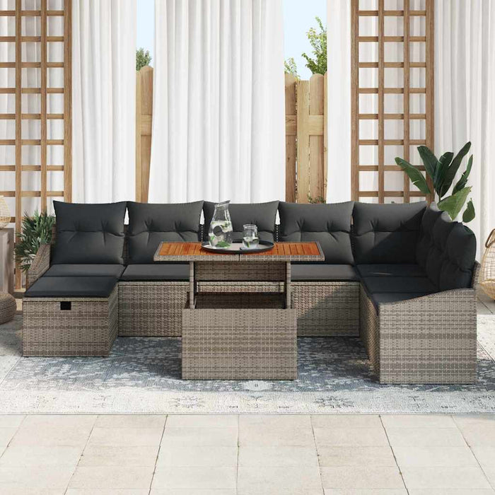 Set de canapele pentru grădină 9 pcs Gri poliratan - WALTI WALTI