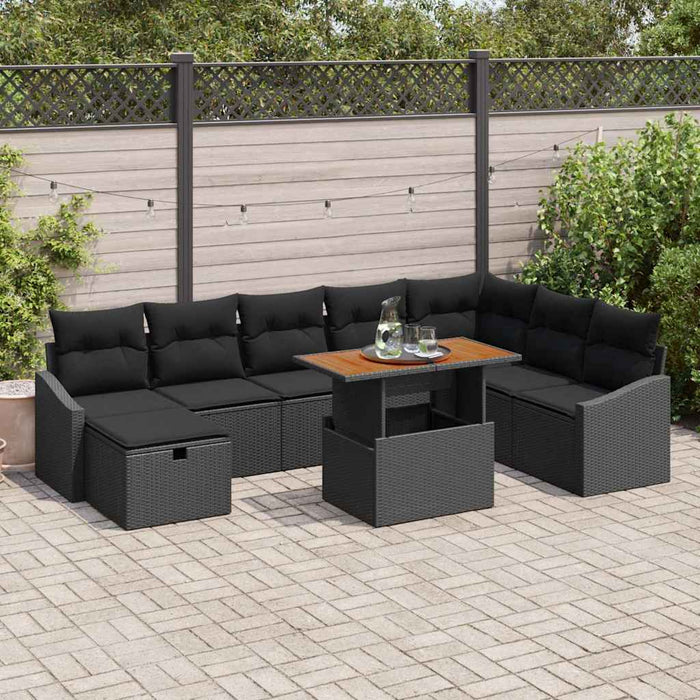Set de canapele pentru grădină 9 pcs Negru poliratan - WALTI WALTI