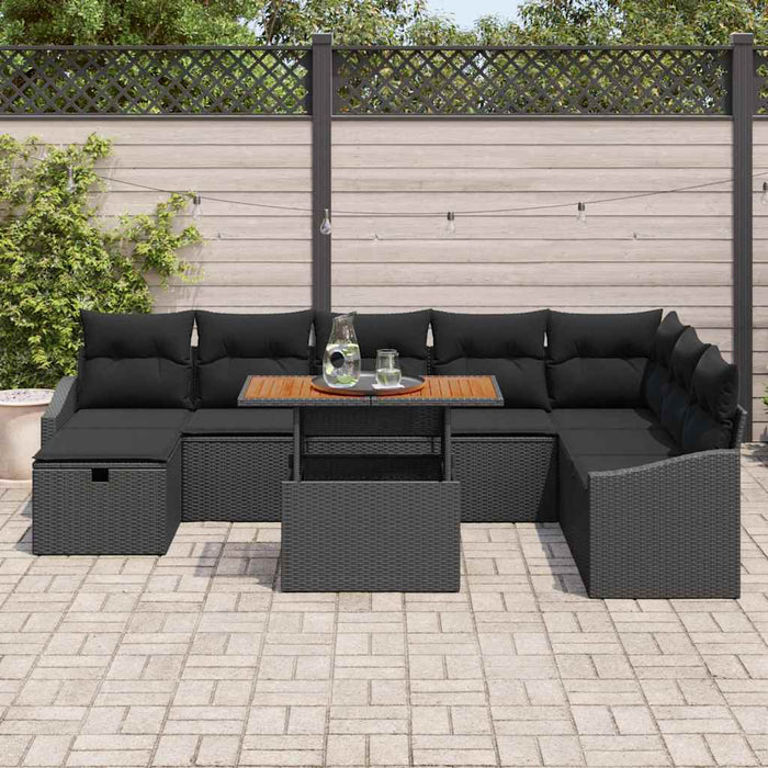 Set de canapele pentru grădină 9 pcs Negru poliratan - WALTI WALTI