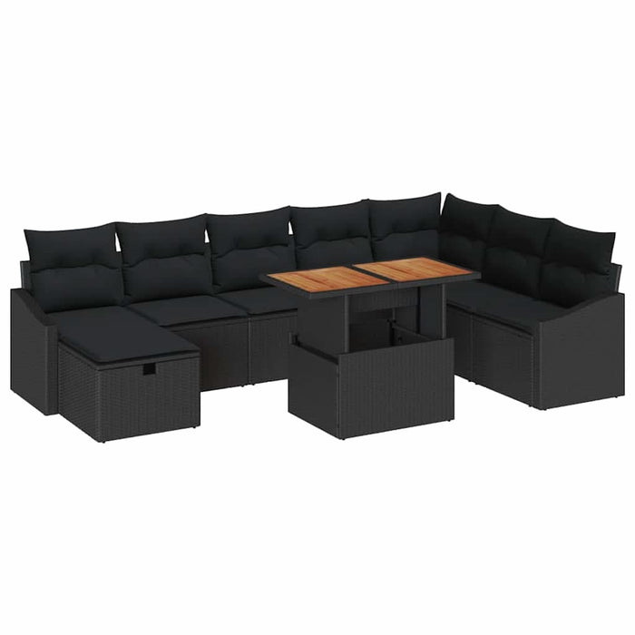 Set de canapele pentru grădină 9 pcs Negru poliratan - WALTI WALTI