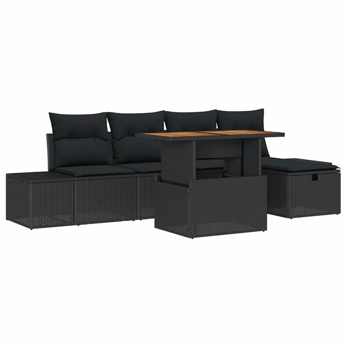 Set de canapele pentru grădină 6 pcs Negru poliratan - WALTI WALTI