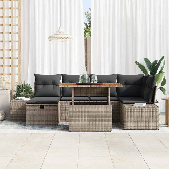 Set de canapele pentru grădină 7 pcs Gri poliratan - WALTI WALTI