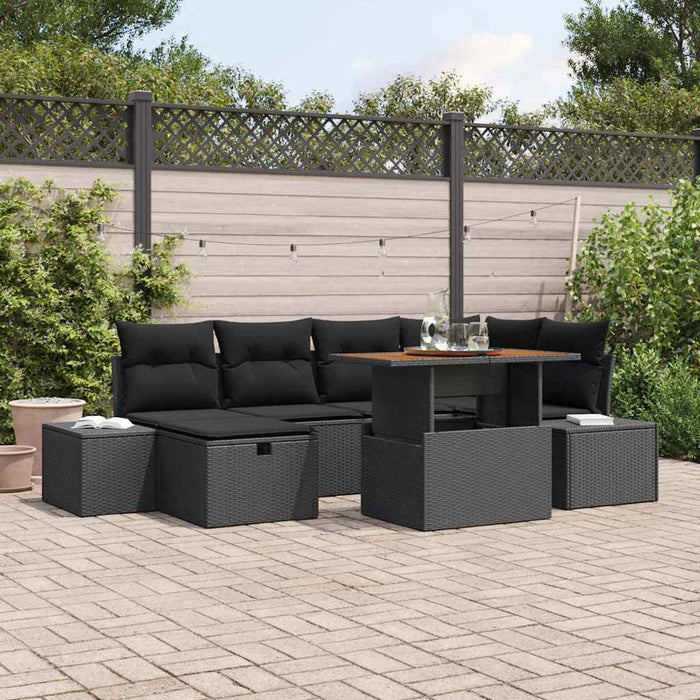 Set de canapele pentru grădină 7 pcs Negru poliratan - WALTI WALTI