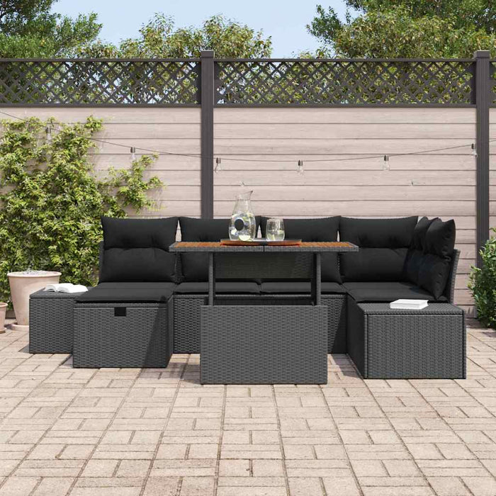 Set de canapele pentru grădină 7 pcs Negru poliratan - WALTI WALTI