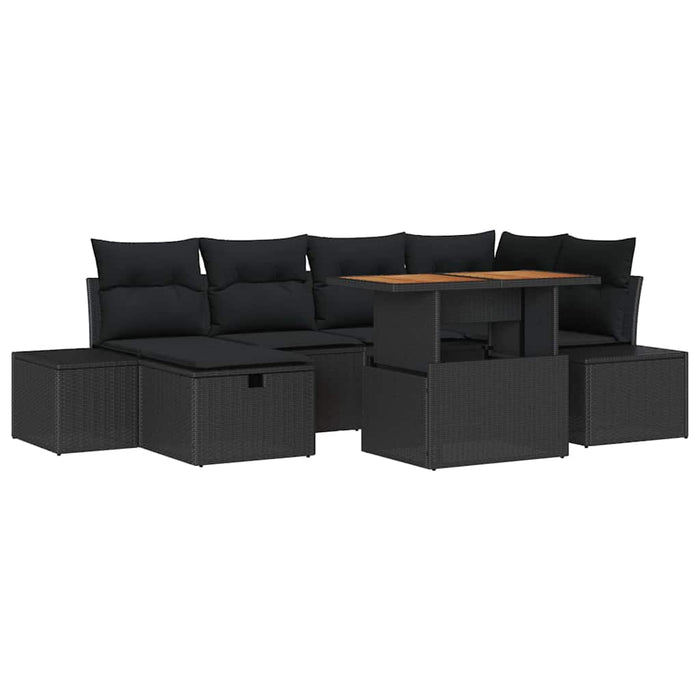 Set de canapele pentru grădină 7 pcs Negru poliratan - WALTI WALTI