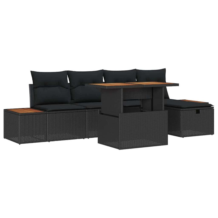 Set de canapele pentru grădină 6 pcs Negru poliratan - WALTI WALTI