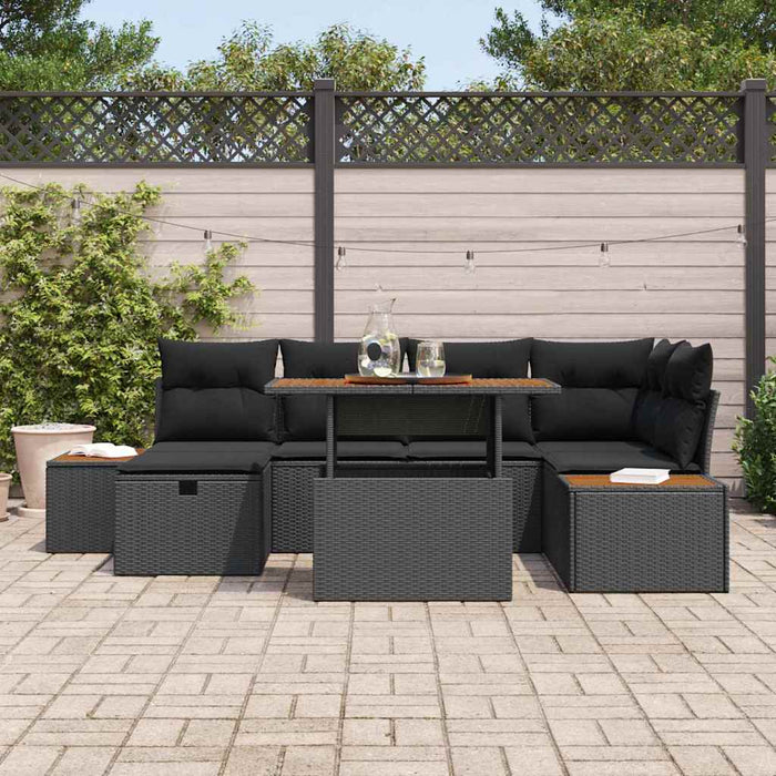 Set de canapele pentru grădină 7 pcs Negru poliratan - WALTI WALTI