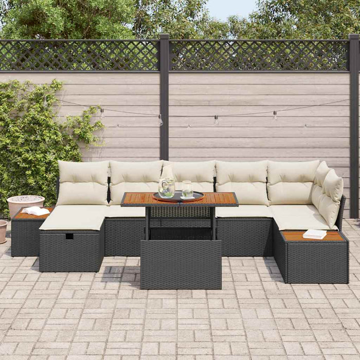 Set de canapele pentru grădină 8 pcs Negru poliratan - WALTI WALTI