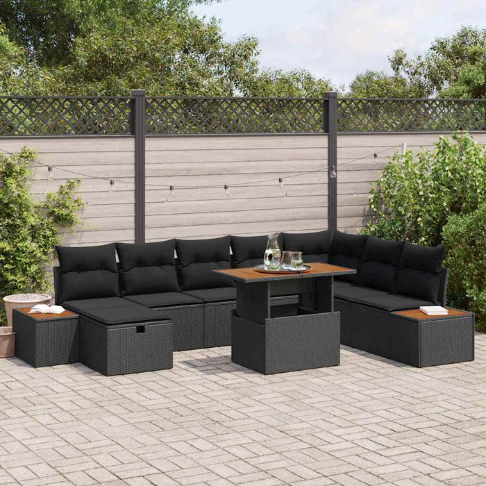 Set de canapele pentru grădină 9 pcs Negru poliratan - WALTI WALTI