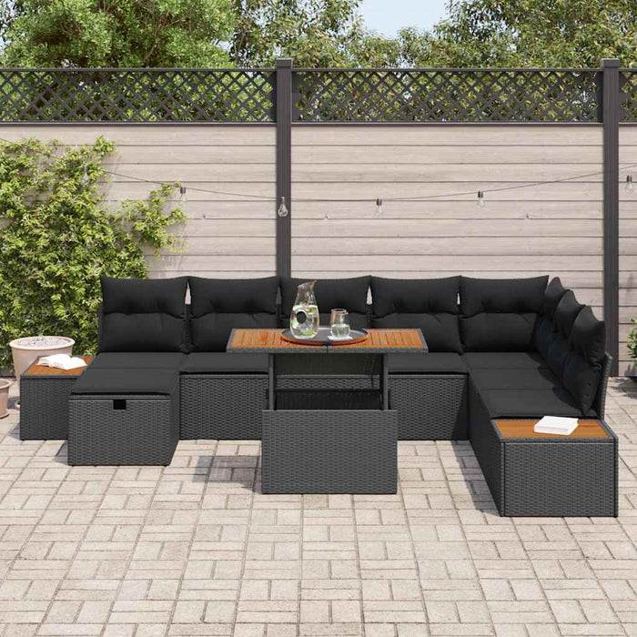 Set de canapele pentru grădină 9 pcs Negru poliratan - WALTI WALTI