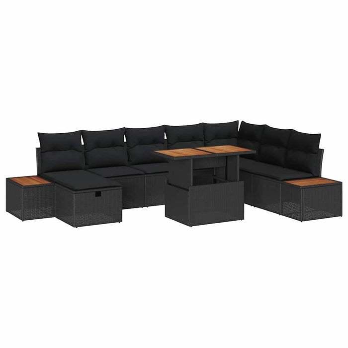 Set de canapele pentru grădină 9 pcs Negru poliratan - WALTI WALTI