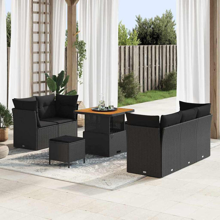 Set de canapele pentru grădină 8 pcs Negru poliratan - WALTI WALTI