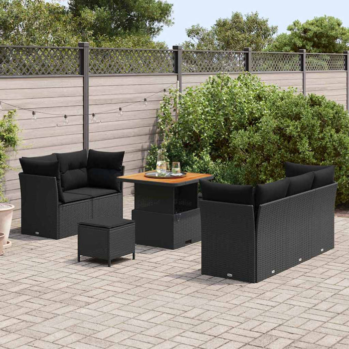 Set de canapele pentru grădină 8 pcs Negru poliratan - WALTI WALTI