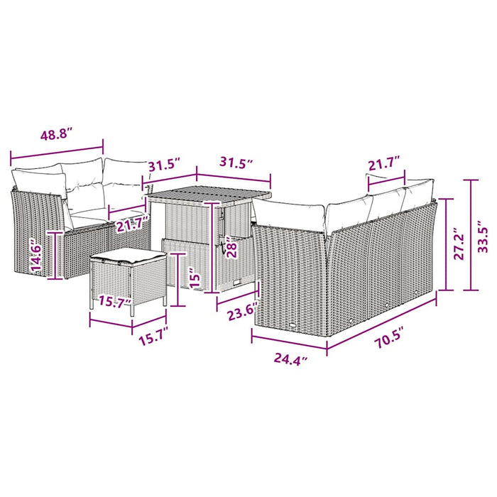 Set de canapele pentru grădină 8 pcs Negru poliratan - WALTI WALTI