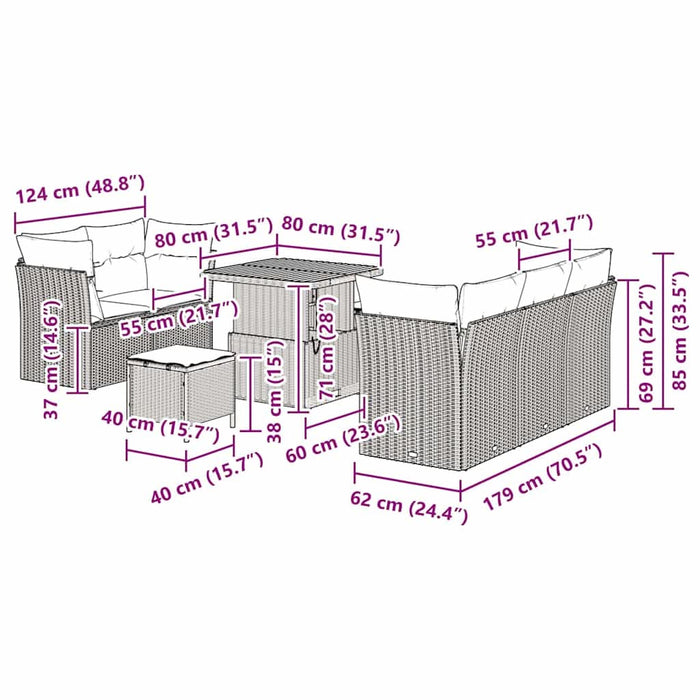 Set de canapele pentru grădină 8 pcs Negru poliratan - WALTI WALTI