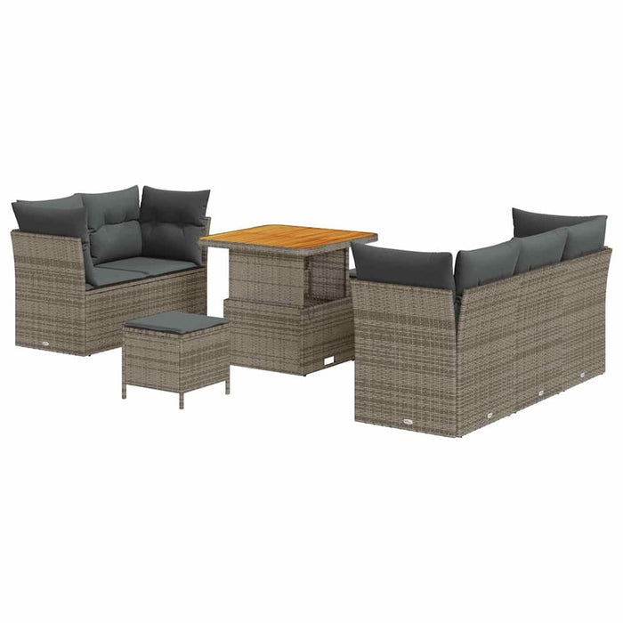 Set de canapele pentru grădină cu pernă 8 pcs Gri poliratan - WALTI WALTI