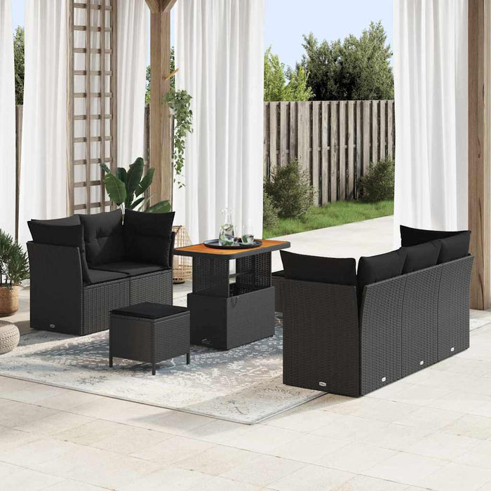 Set de canapele pentru grădină 8 pcs Negru poliratan - WALTI WALTI