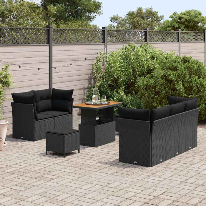 Set de canapele pentru grădină 8 pcs Negru poliratan - WALTI WALTI