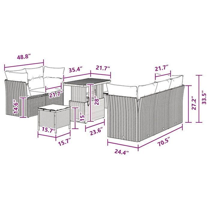 Set de canapele pentru grădină 8 pcs Negru poliratan - WALTI WALTI