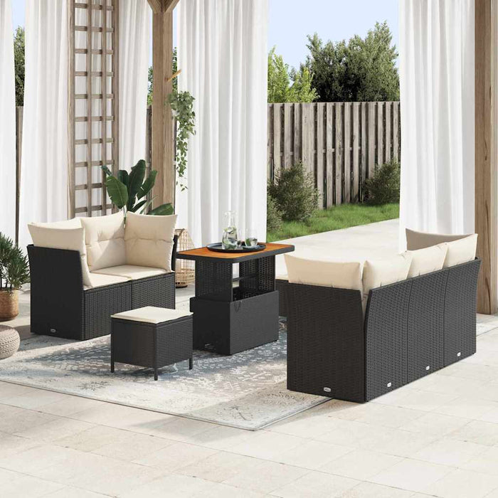 Set de canapele pentru grădină 8 pcs Negru poliratan - WALTI WALTI
