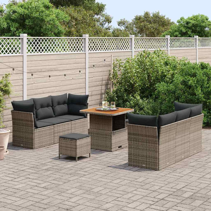 Set de canapele pentru grădină 9 pcs Gri poliratan - WALTI WALTI