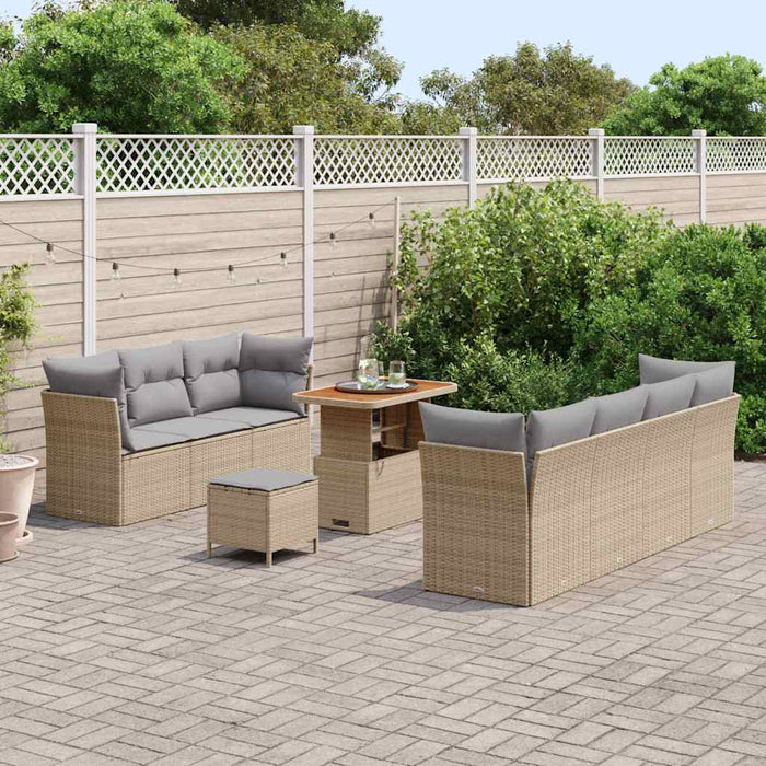 Set de canapea ieranziXL cu 10 piese cu perne bej ratan acacia - WALTI WALTI