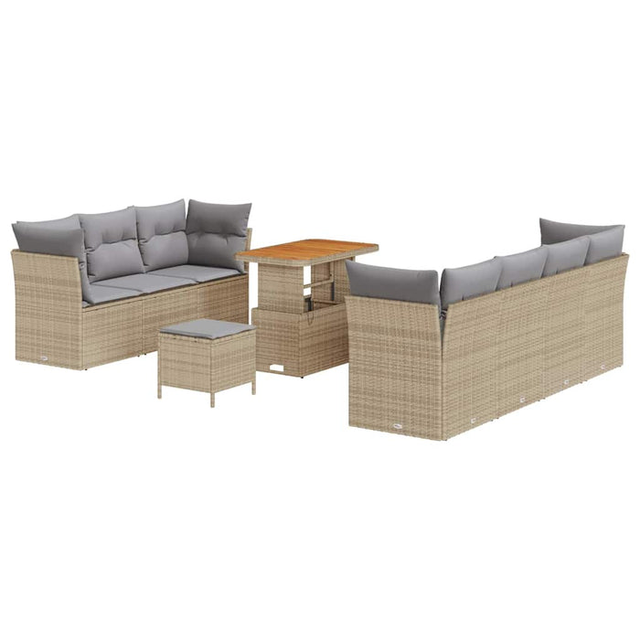 Set de canapea ieranziXL cu 10 piese cu perne bej ratan acacia - WALTI WALTI