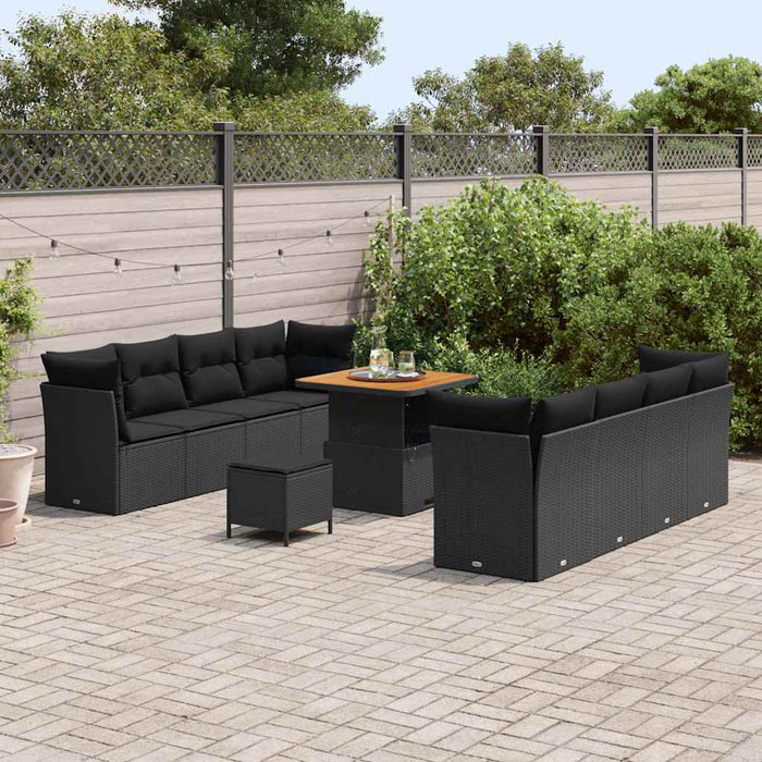 Set de canapele pentru grădină 11 pcs Negru poliratan - WALTI WALTI