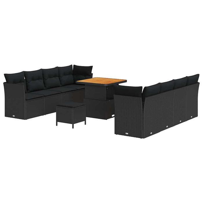 Set de canapele pentru grădină 11 pcs Negru poliratan - WALTI WALTI