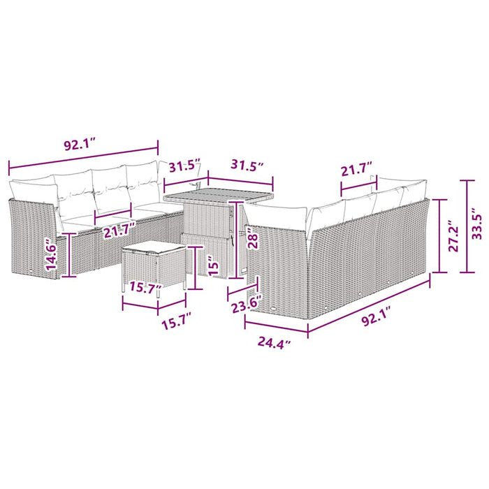 Set de canapele pentru grădină 11 pcs Negru poliratan - WALTI WALTI