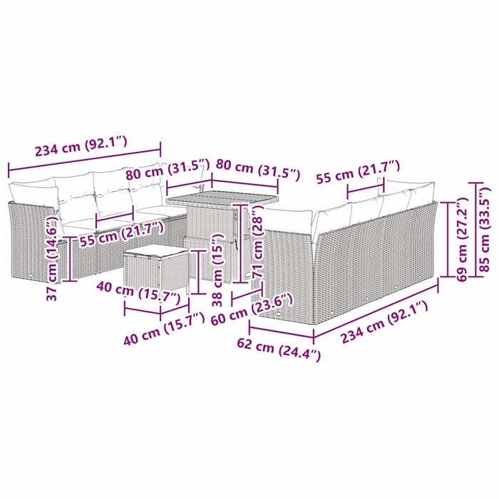 Set de canapele pentru grădină 11 pcs Bej poliratan - WALTI WALTI