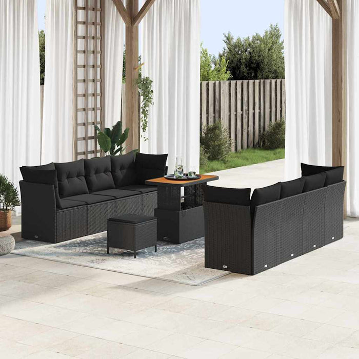Set de canapele pentru grădină 11 pcs Negru poliratan - WALTI WALTI