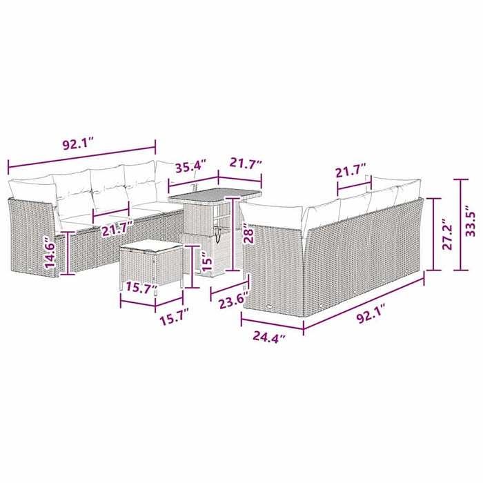 Set de canapele pentru grădină 11 pcs Negru poliratan - WALTI WALTI