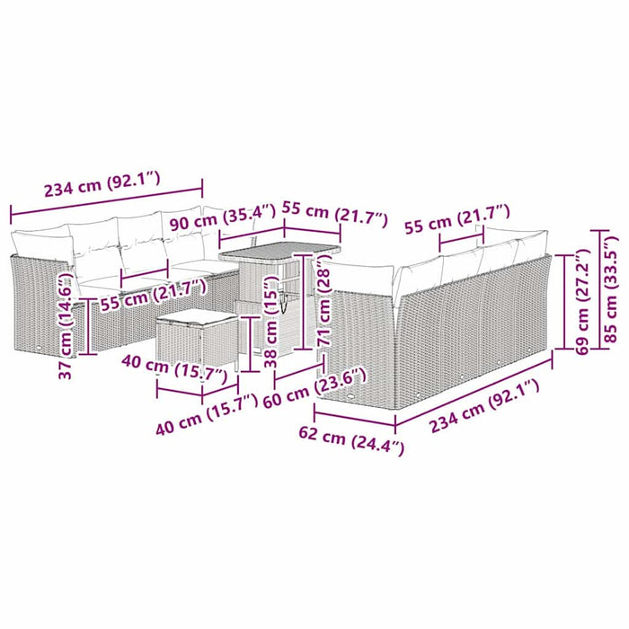 Set de canapele pentru grădină 11 pcs Bej poliratan - WALTI WALTI