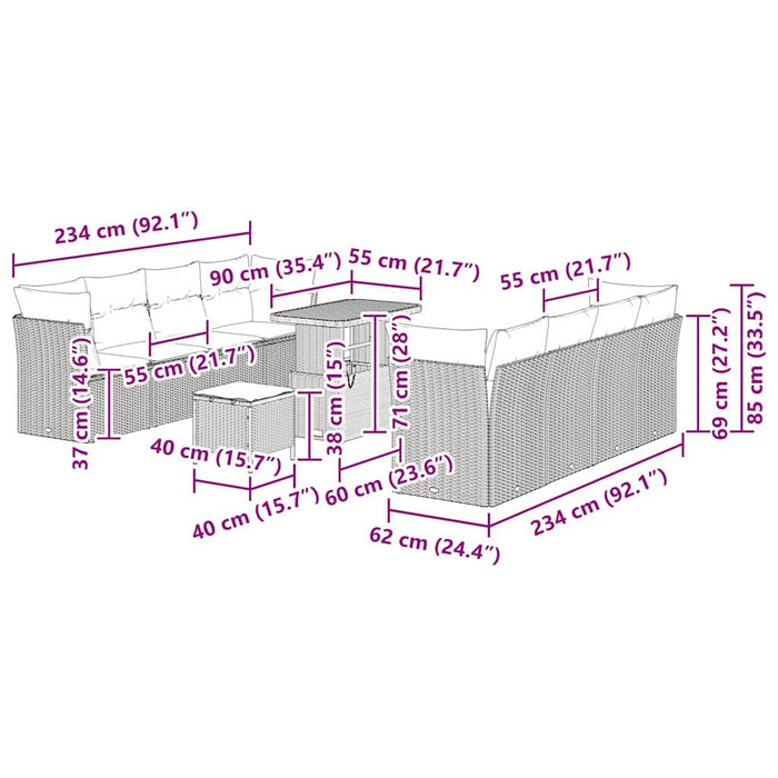 Set de canapele pentru grădină 11 pcs Bej poliratan - WALTI WALTI