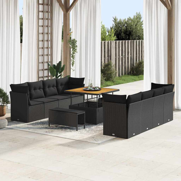 Set de canapele pentru grădină 11 pcs Negru poliratan - WALTI WALTI